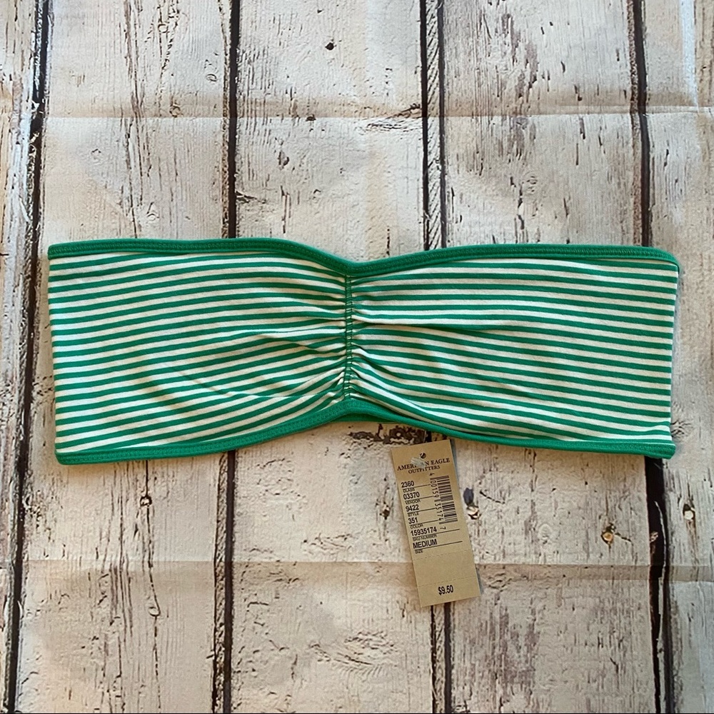 Brand New American Eagle Green Stripe Bandeau Medium NWT